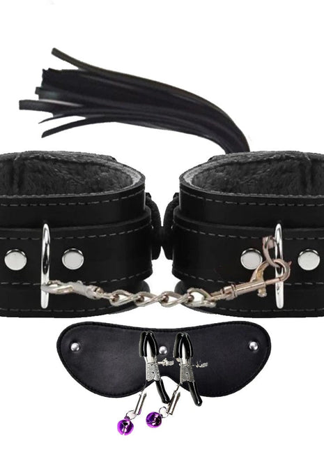 Erox Fetish Fantasy Series Cuffs 4 Pcs. Deri Fetiş Pozisyon Kelepçe Seti-Siyah