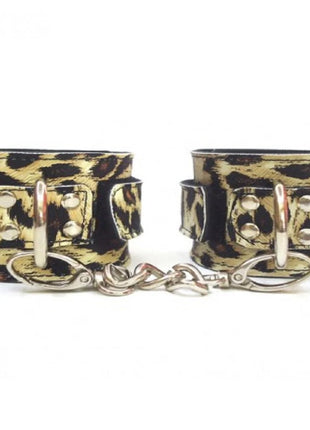 Fetish Love Game Leather Hand Cuffs Deri Kelepçe Leopar