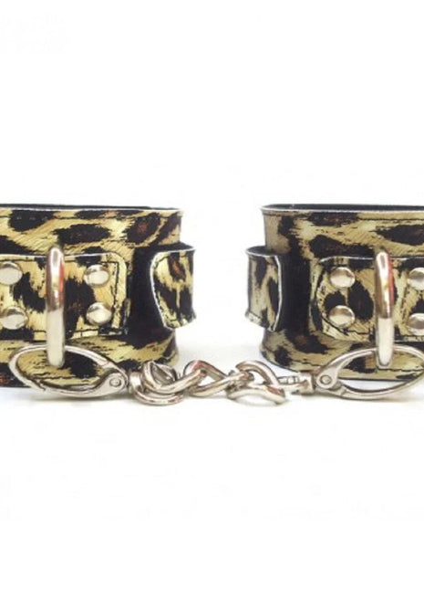Fetish Love Game Leather Hand Cuffs Deri Kelepçe Leopar