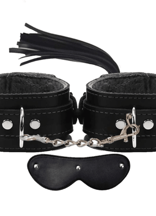 Erox Fetish Fantasy Series Cuffs 3 Pcs. Deri Fetiş Pozisyon Kelepçe Seti-Siyah
