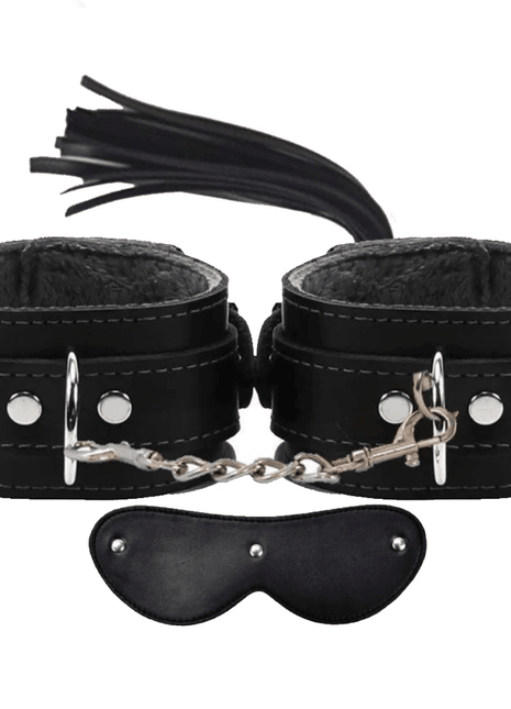 Erox Fetish Fantasy Series Cuffs 3 Pcs. Deri Fetiş Pozisyon Kelepçe Seti-Siyah