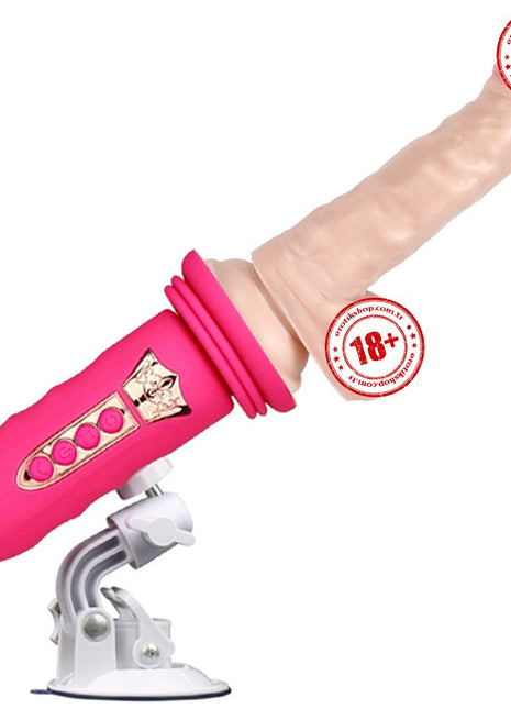 Erox Suction Cup Sex Machine Realistik Penis Uyumlu Seks Makinesi-Pink