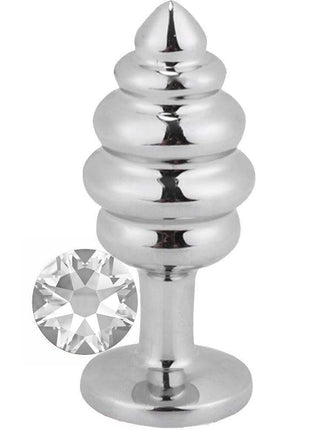 Erox Silver Medium Beyaz Taşlı Boğumlu Metal Plug