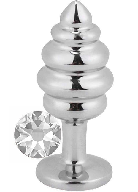 Erox Silver Medium Beyaz Taşlı Boğumlu Metal Plug