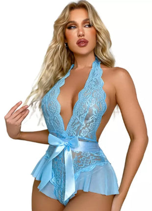 Erox Fantasy Wear Daria Bodysuit Seksi Askılı Derin V Yaka Gecelik