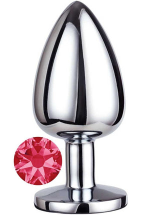Erox Luxury Silver Pembe Taşlı Orta Boy Metal Anal Plug