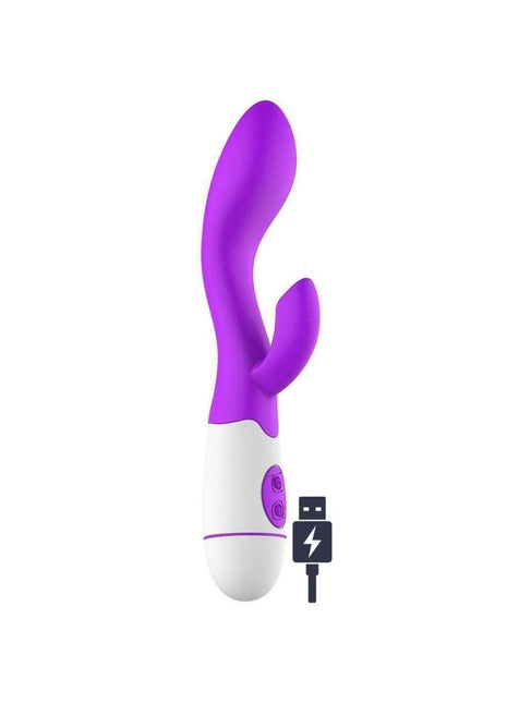 30 Farklı Titreşimli Şarjlı Çift Işlev Kilitoris Vajinal Anal Mastürbatör Tavşan Vibratör Purple