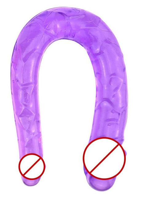 Çift Taraflı Jel Dildo Penis 28 Cm Mor