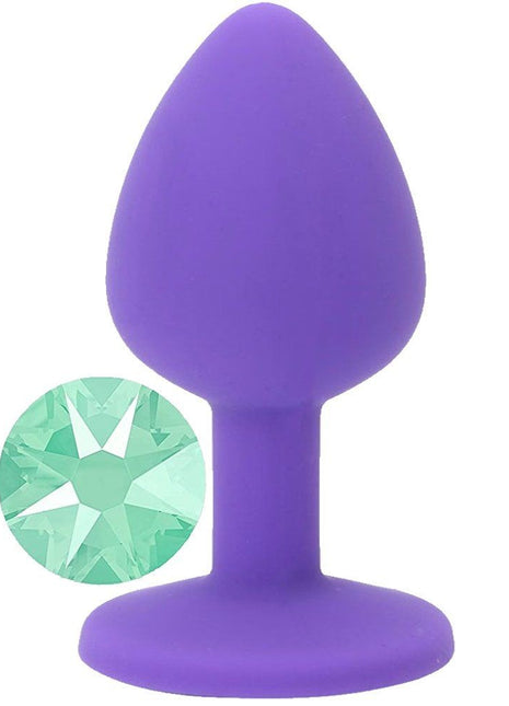 Erox Safe Body Purple Silicone Medium Yeşil Taşlı Anal Plug