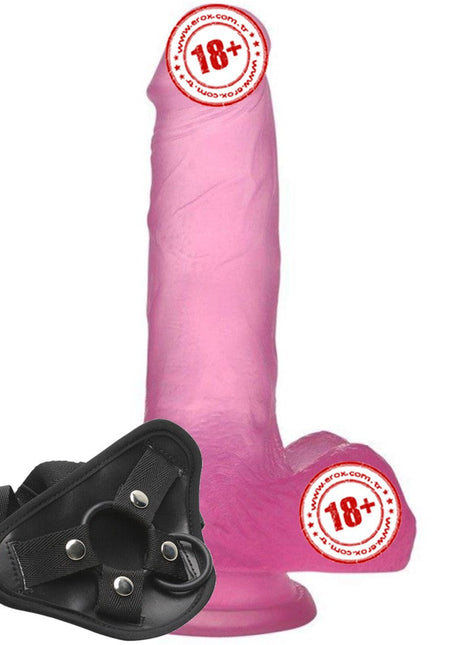 Lovetoy Jelly Studs Pink Medium 17 cm Kemerli Jel Dildo LV3101