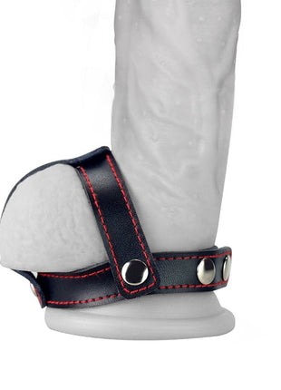 Lovetoy Bondage Fetish Leather Cockring With Ball Divider