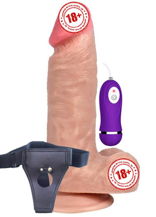 Shequ Dragon Strapon 17.5 cm Belden Bağlamalı Titreşimli Realistik Penis