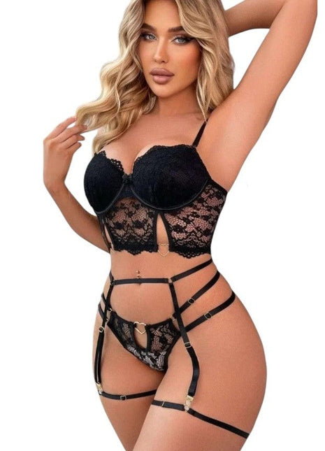 Erox Fantasy Wear Büstiyerli Seksi Sütyen Külot Takım