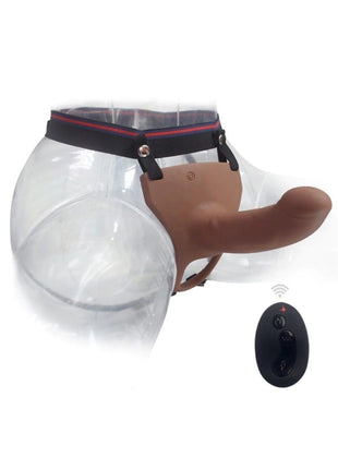 Uzaktan Kumandalı 17 Cm Slicone Strap-on Curved Dong Içi Boş Kemerli Penis Melez
