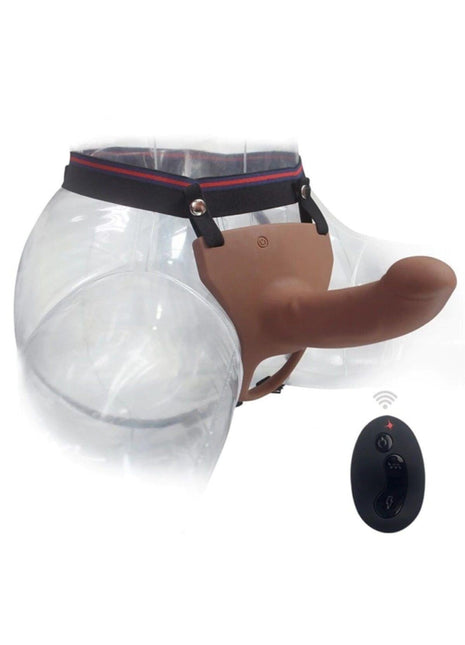 Uzaktan Kumandalı 17 Cm Slicone Strap-on Curved Dong Içi Boş Kemerli Penis Melez