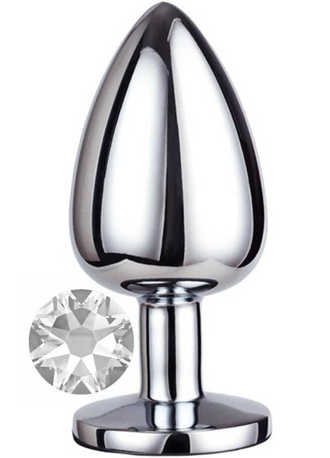 Erox Luxury Silver Beyaz Taşlı Büyük Metal Anal Plug