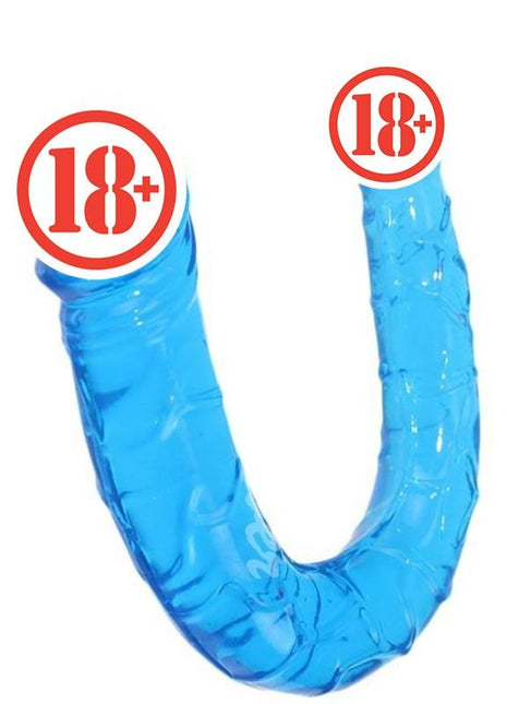 Çift Taraflı Jel Dildo Penis 28 Cm Mavi