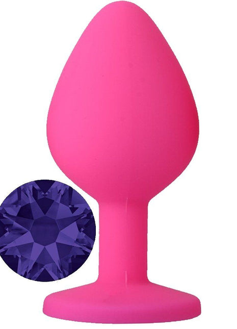 Erox Safe Body Pink Silicone Küçük Mor Taşlı Silikon Anal Plug