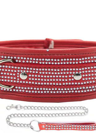 Erox Fetish Fantasy Series Diamond Collar Taşlı Fetiş Tasma-Kırmızıer