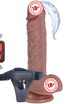Shequ Dave Vibrating Dildo 21.5 Cm Kemerli Boşalabilir Realistik Penis SQ-WBD10142-V