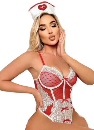 Erox Fantasy Wear Tanga Dekolte Seksi Hemşire Kostümü