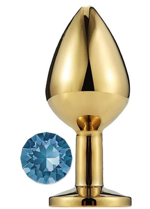 Erox Gold Large Mavi Kristal Taşlı Metal Anal Plug