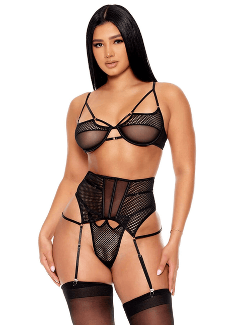 Erox Fantasy Wear Fantezi File Tül Kadın Jartiyer Takım