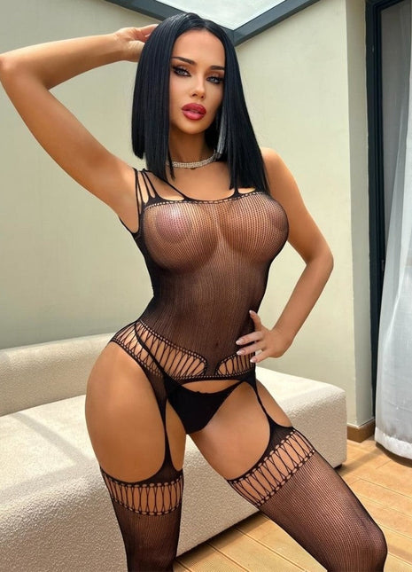 Vivaldy Özel Bölgesi Açık Jartiyerli Seksi Vücut Çorabı