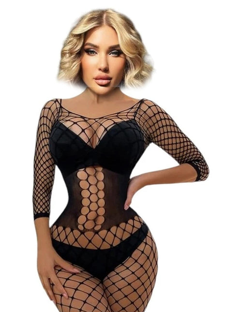 Erox Fantasy Wear Dekolteli Seksi Siyah Vücut Çorabı