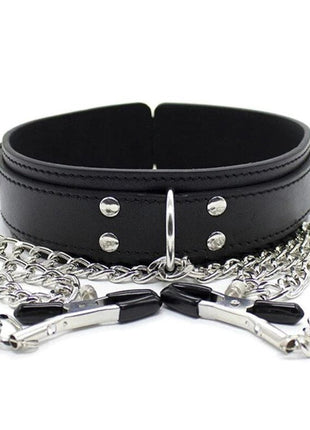 Erox Fetish Fantasy Series Collar With Nipple Clamps Zincirli Göğüs Klipsi