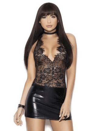Erox Fantasy Wear Deri Görünümlü Seksi Fantazi Gecelik