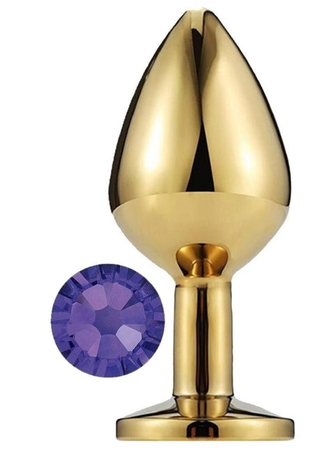 Erox Gold Medium Mor Kristal Taşlı Metal Anal Plug