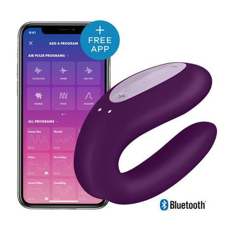Satisfyer Double Joy Violet Telefon Kontrollü Vibratör