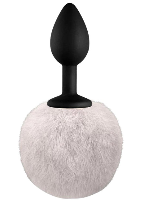 Erox Luxury Black Silicone Bunny Tail White Kuyruklu Anal Plug