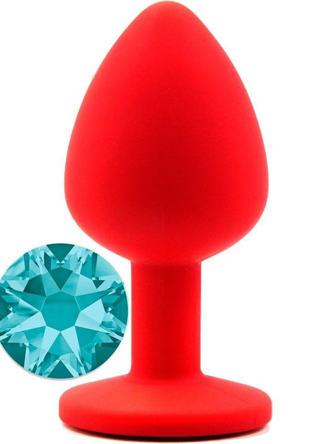 Erox Safe Body Red Silicone Küçük Mavi Taşlı Silikon Anal Plug