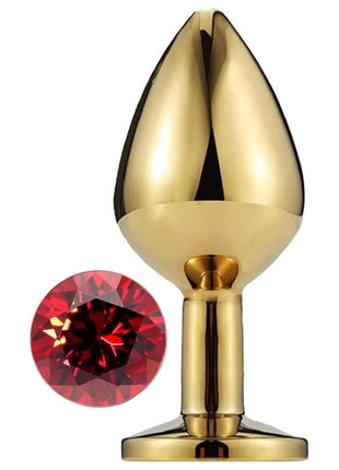 Erox Gold Medium Kırmızı Kristal Taşlı Metal Anal Plug