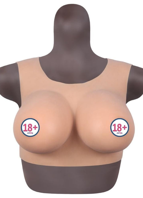 Bodysuit Crossdresser Brown Askılı Giyilebilir Silikon Göğüs L Beden