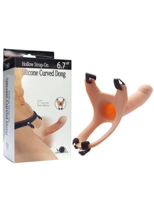 Silicone Curved Dong Içi Boş Belden Bağlamalı penis 17 Cm