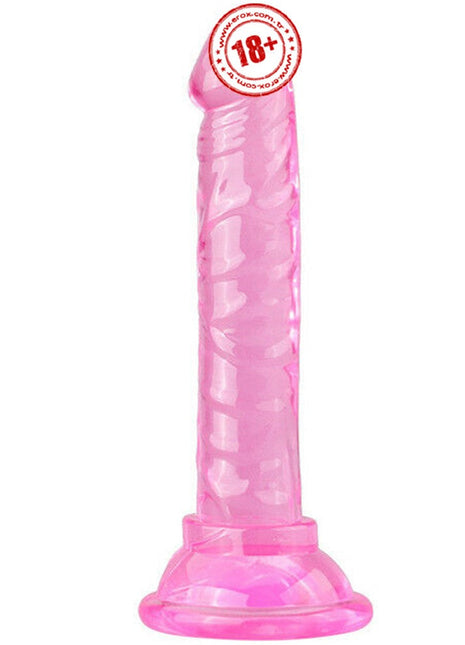 Erox Jelly Silicone 14.5 cm Anal ve Vajinal Realistik Penis-Pink
