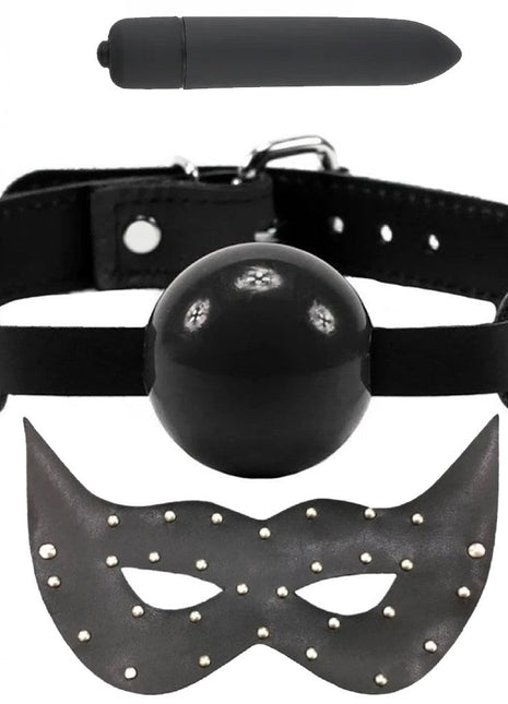 Erox Fetish Game Master Ball Gag Ağız Topu Vibratörlü Set-Siyah