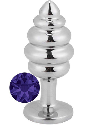 Erox Silver Small Mor Taşlı Boğumlu Anal Alıştırıcı Metal Plug