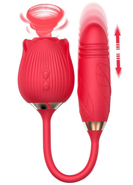 Erox Rose Emiş Güçlü ve İleri Geri Hareketli Gül Vibratör