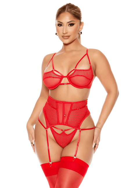 Erox Fantasy Wear Fantezi File Tül Kadın Jartiyer Takım