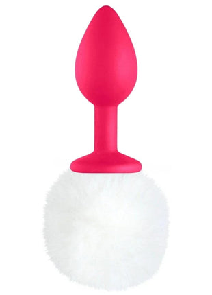 Erox Luxury Pink Silicone Bunny Tail White Kuyruklu Anal Plug