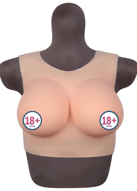 Bodysuit Crossdresser Brown Askılı Giyilebilir Silikon Göğüs XL Beden