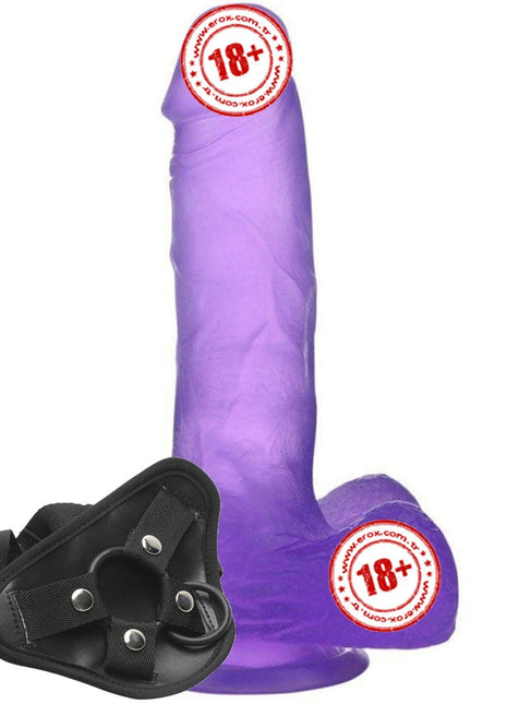 Lovetoy Jelly Studs Purple Medium 17 cm Kemerli Jel Dildo LV3101