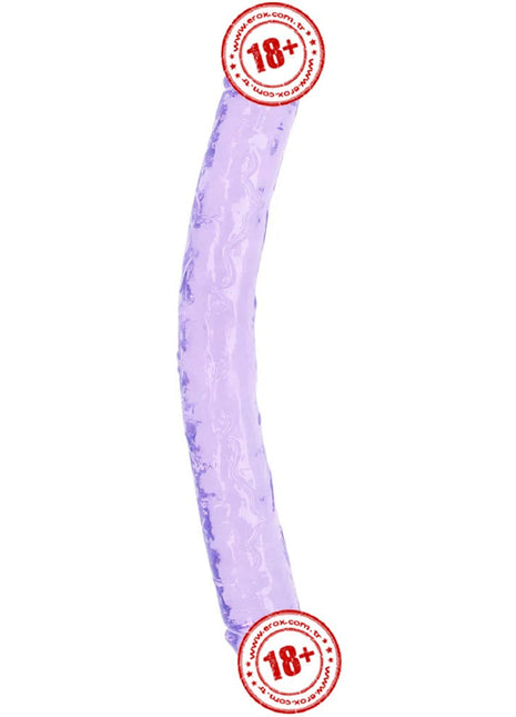 Erox Double Ended Jelly Dildo 30 cm Çift Taraflı Jel Penis-Purple
