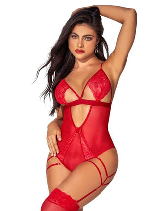 Erox Fantasy Wear Tül Dantel Fantezi Kadın Body Jartiyer Takım