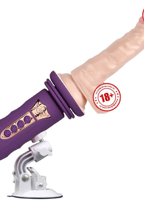 Erox Suction Cup Sex Machine Realistik Penis Uyumlu Seks Makinesi-Purple
