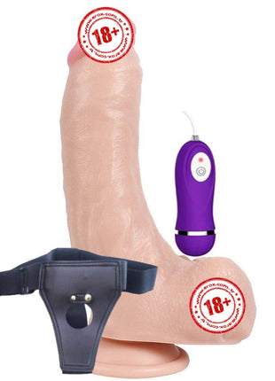 Shequ Lungton Strapon 22 Cm Belden Bağlamalı Titreşimli Realistik Penis